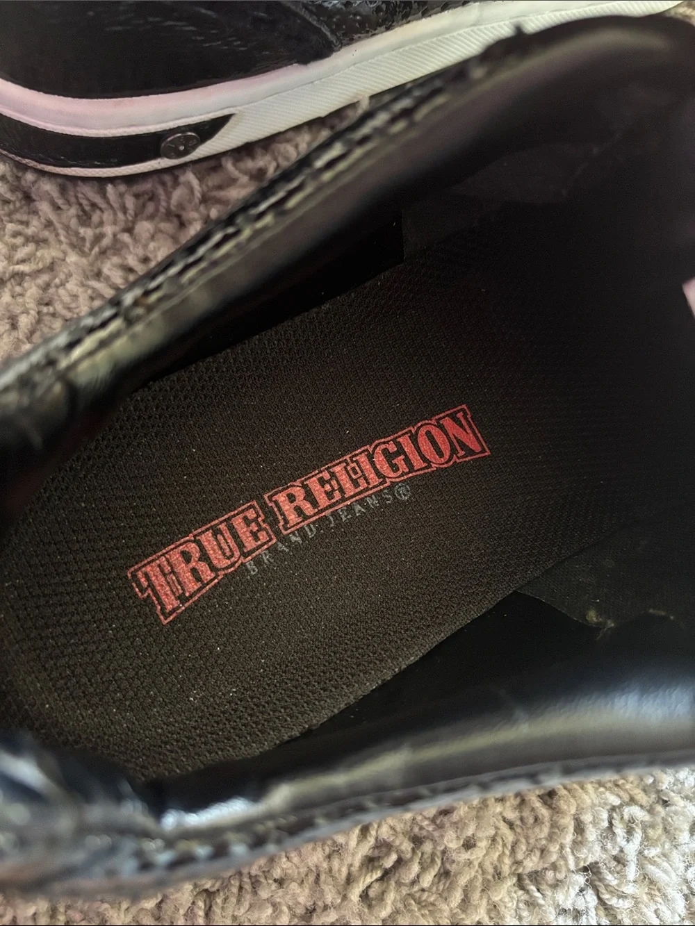 True Religion Black Patent Leather Sneakers